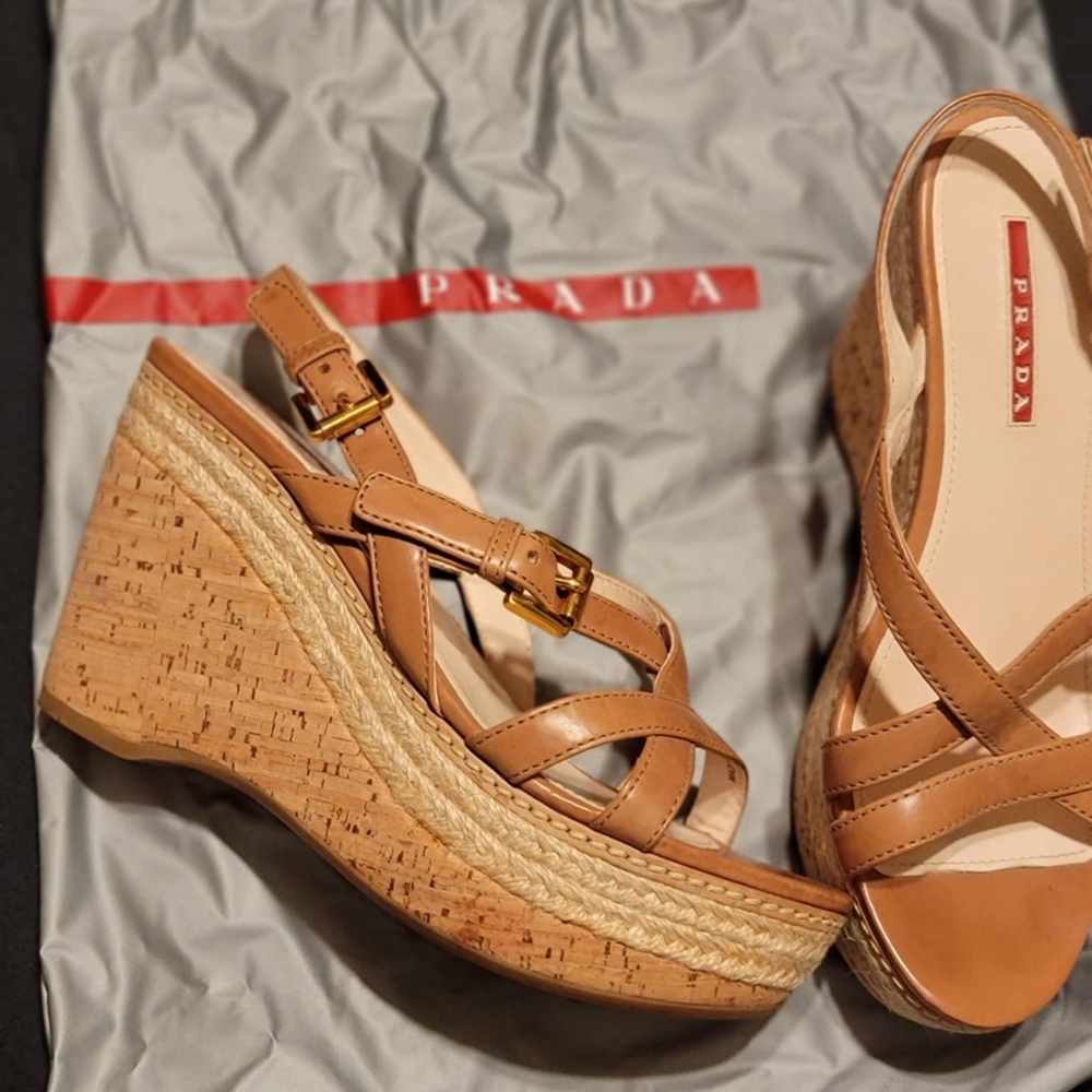 Vintage Prada Strap Espadrille Wedge
